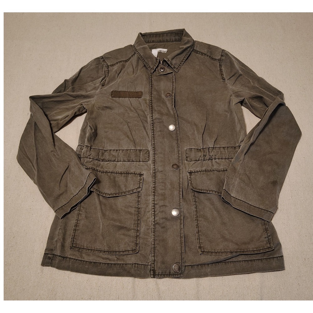 Abound Womens Utility Jacket Olive Green Cotton Full Zip Military Field Coat S